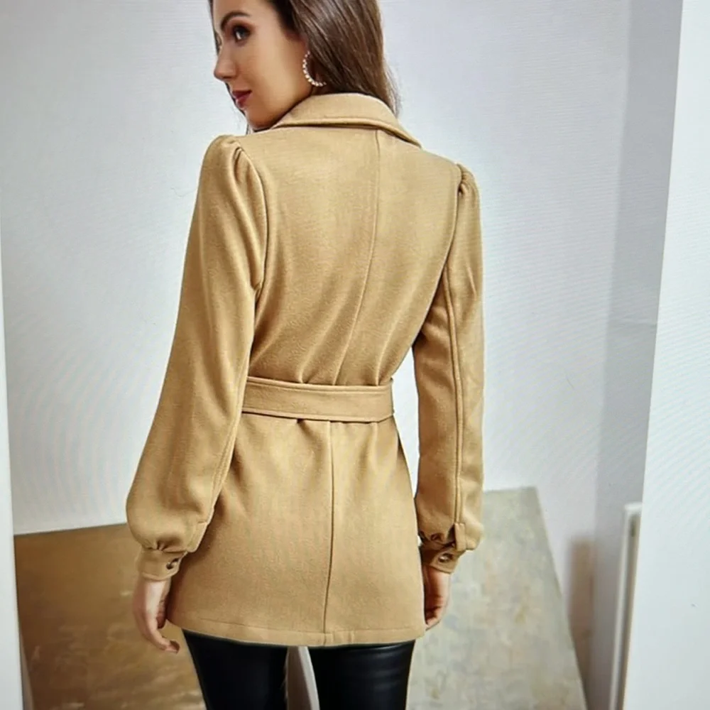 Grace Karen women’s wool trench jacket, single breasted mid length - Picture 3 of 5